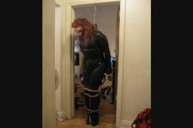 Fetish Trans - Bound N Gagged With Bar  Masturbation In Gas Mask Hose